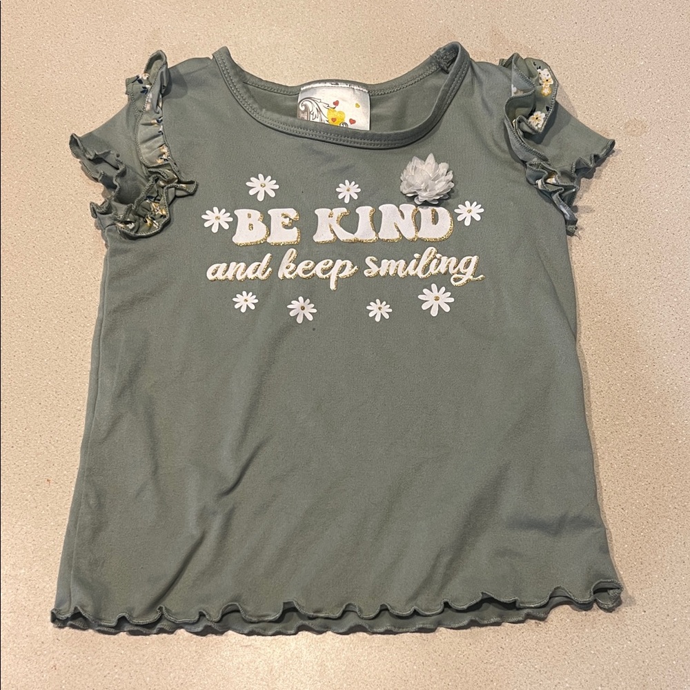 Kids Green Ruffle Sleeve Shirt